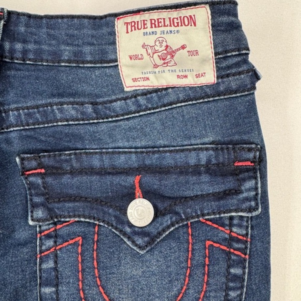 True Religion Halle Big T HR Flap Skinny‎ Jeans Dark Rejuvenating Wash Size 30 - Picture 6 of 9
